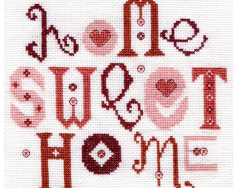 Home Sweet Home Kreuzstichvorlage - Rot. PDF Download