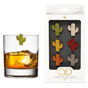 Cactus Wine Drink Markers, Set of 6, Wine Charms, Drink Markers, Hostess Gift, Housewarming, Holiday, Birthday Gift, Christmas Gift