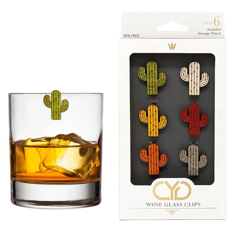 Cactus Wine Drink Markers Set of 6 Wine Charms Drink Etsy