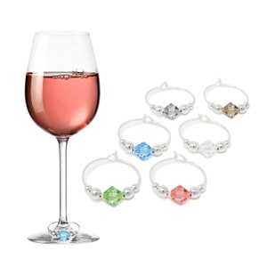 Swarovski Crystal Wine Glass Charms: Pastel Set of 6