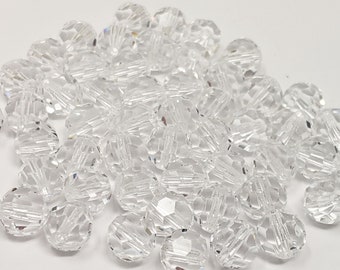 PRECIOSA Crystals, 12 pieces, Clear, Faceted Round Bead 8mm, Fully Drilled, Genuine