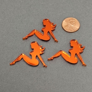 MUDFLAP GIRL Cabochon, Pendant, 3 Pieces, Orange Acrylic