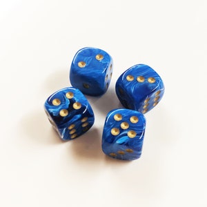 Blue Pearl Dice, Set of 4, 12mm Chessex D6 Dice, Standard, Board Game Pieces, Crafts, Holiday Gift, Christmas Gift, Stocking Stuffer