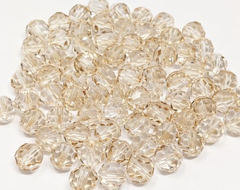 PRECIOSA Crystals, 12 pieces, Light Beige, Faceted Round Bead 8mm, Fully Drilled, Genuine