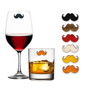 Mustache Drink Markers (Set of 6) Wine Charms, Drink Markers, Gift for Him, Groomsmen Gift, Bachelor Gift, Stocking Stuffer, Anniversary