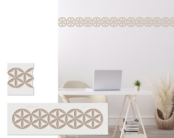 Border stencil with circular ornament // Wall stencil border for wall decoration in the living room, study, bathroom, kitchen,... // Boho stencil