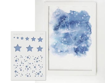 Star stencil & starry sky stencil || Star stencil with stars in different sizes || Constellation stencil || Star stencil
