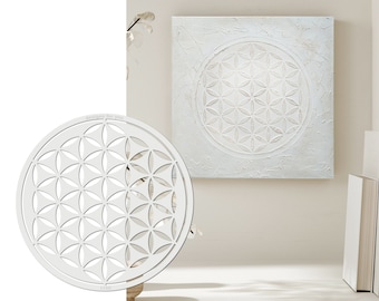 Silhouette Stencil Flower of Life - large round stencil with flower of life motif for walls, stretcher frames, DIY projects, murals