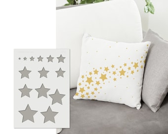 Stencil - Stars in various sizes for textile design, bullet journal, mixed media, ... - Stencil printing on fabric, paper, wall