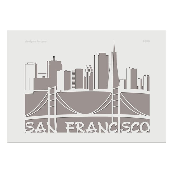 Schablone San Francisco | verschiedene Varianten | Schablone Skyline San Francisco | Schablonendruck, Airbrush, Textildesign, Wand, Deko