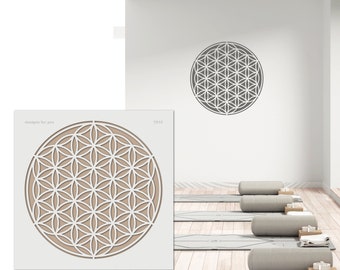 Stencil Flower of Life in S-XXL is a reusable wall stencil - large flower of life for sacred geometry wall design