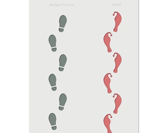 Gnome footprint stencil for gnome doors and gnome pranks, shoe prints and gnome tracks, DIN A6, washable plastic