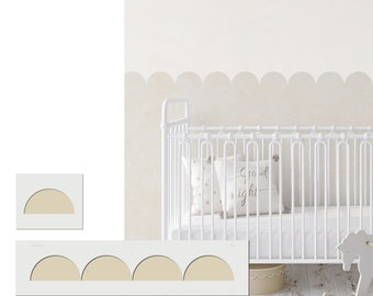 Schlichte Bordüren Schablone Jakobsmuschel - Halbkreise Schablone für Kinderzimmer, Esszimmer, Büro