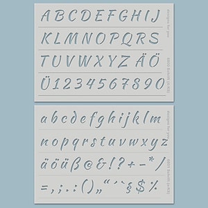 2 Schablonen mit Buchstaben, Zahlen & Sonderzeichen - Schriftschablonen mit Groß- und Kleinbuchstaben (komplettes Alphabet) für Bujo, Karten