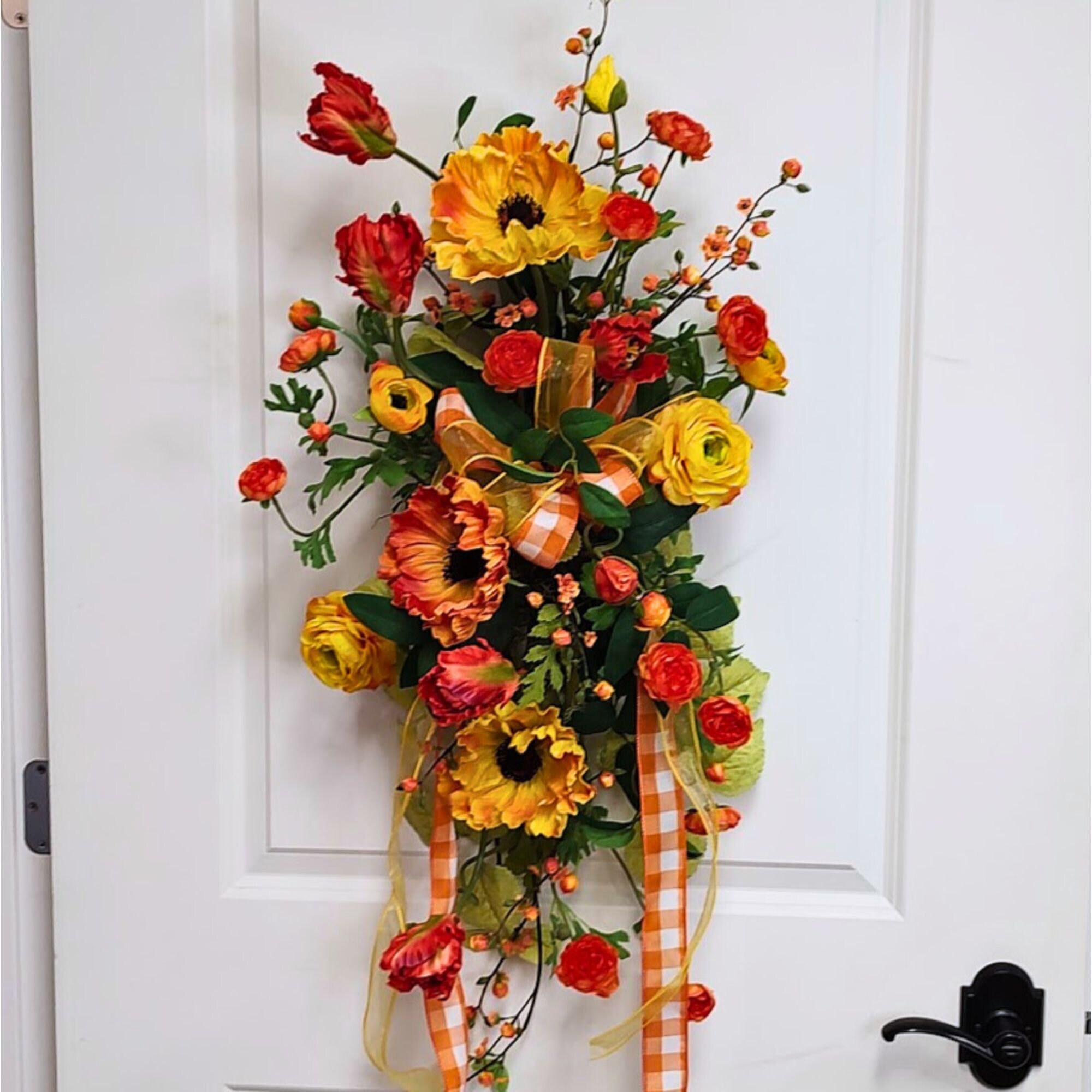 Large Summer Door Swag Swag Wreath for Front Door Teardrop Etsy