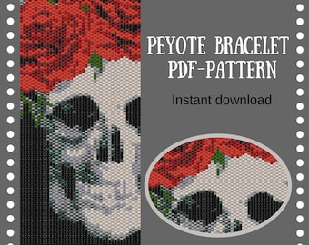 Peyote pattern bracelet Halloween Skull Beadwork Pattern Beading patterns bead pattern Peyote Stitch Pattern Miyuki Delica DIY bead pattern