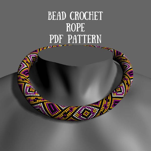 Bead crochet rope pattern Bead crochet necklace pattern Bead crochet pattern Pattern for bracelet Beaded rope patterns Beadwork patterns