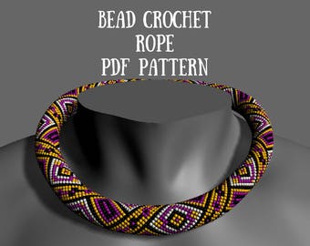 Bead crochet rope pattern Bead crochet necklace pattern Bead crochet pattern Pattern for bracelet Beaded rope patterns Beadwork patterns