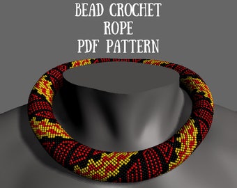 Bead crochet necklace pattern Bead crochet pattern Jewelry pattern Beading pattern Beaded rope patterns PDF Beadwork patterns bead rope