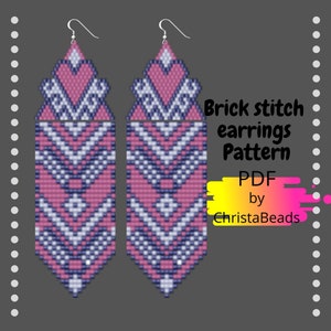 Earrings beading pattern #12 Brick stitch technique for Miyuki beads