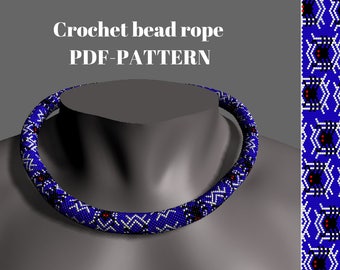 Beaded necklace pattern - Spiders Halloween Beaded rope PDF tutorial Crochet rope scheme Seed bead bracelet Crocheted rope Beading patterns