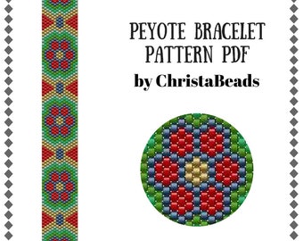 Peyote bracelet pattern PDF #7 Bead peyote pattern Seed bead bracelet pattern Cuff bracelet Beading tutorial Peyote stitch Beadwork pattern