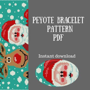 Christmas peyote bracelet pattern Beading pattern Peyote Stitch Beadwork Pattern Delica Seed bead pattern beaded pattern PDF Christmas gift