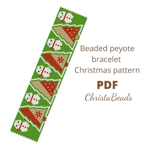 Peyote beaded bracelet pattern Christmas, Even count peyote bracelet, PDF pattern, Christmas peyote pattern, Peyote bead pattern Delica