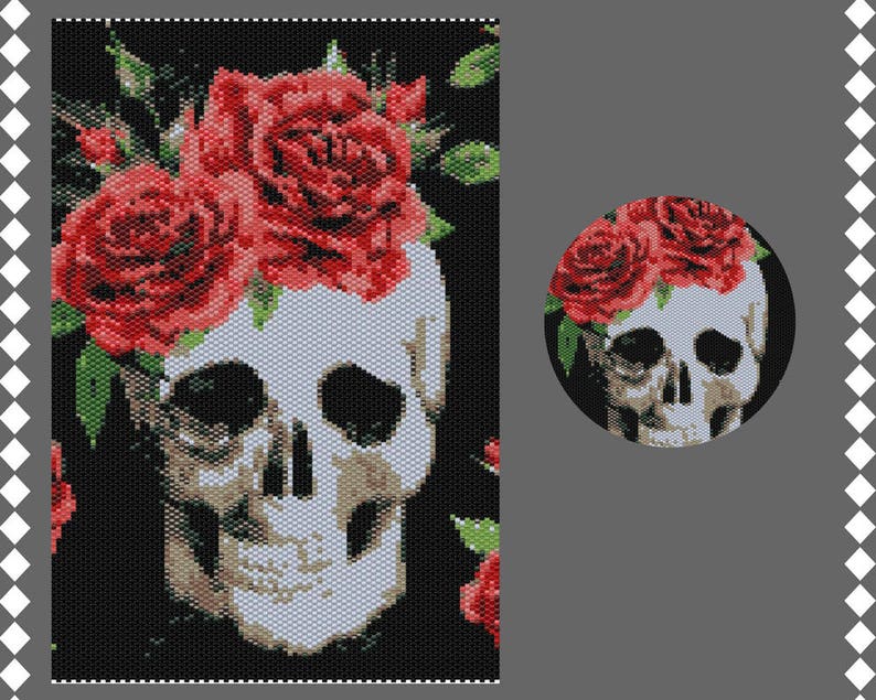 Peyote pattern Halloween peyote pattern loom Skull Beadwork Pattern Beading patterns wall bead pattern Peyote Stitch Pattern Miyuki Delica