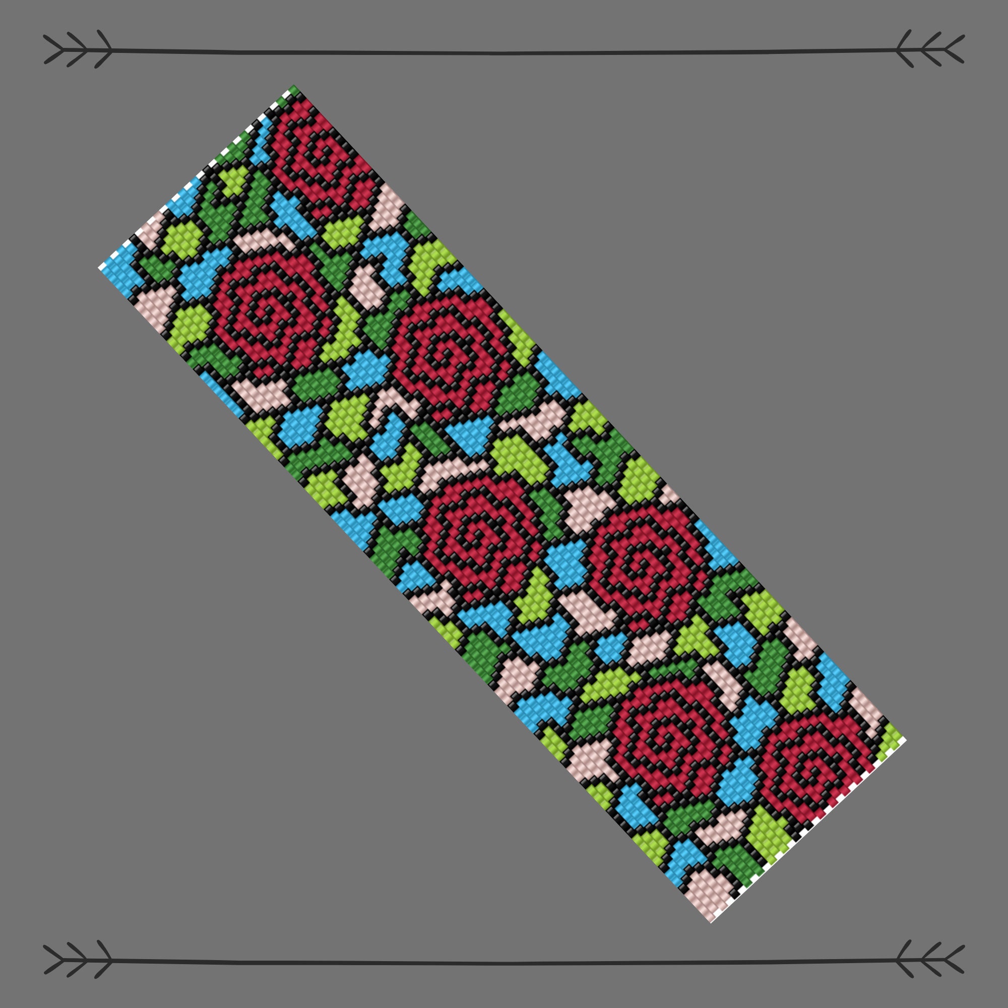 Even Peyote Stitch Bracelet Pattern Roses Red Beading Etsy UK