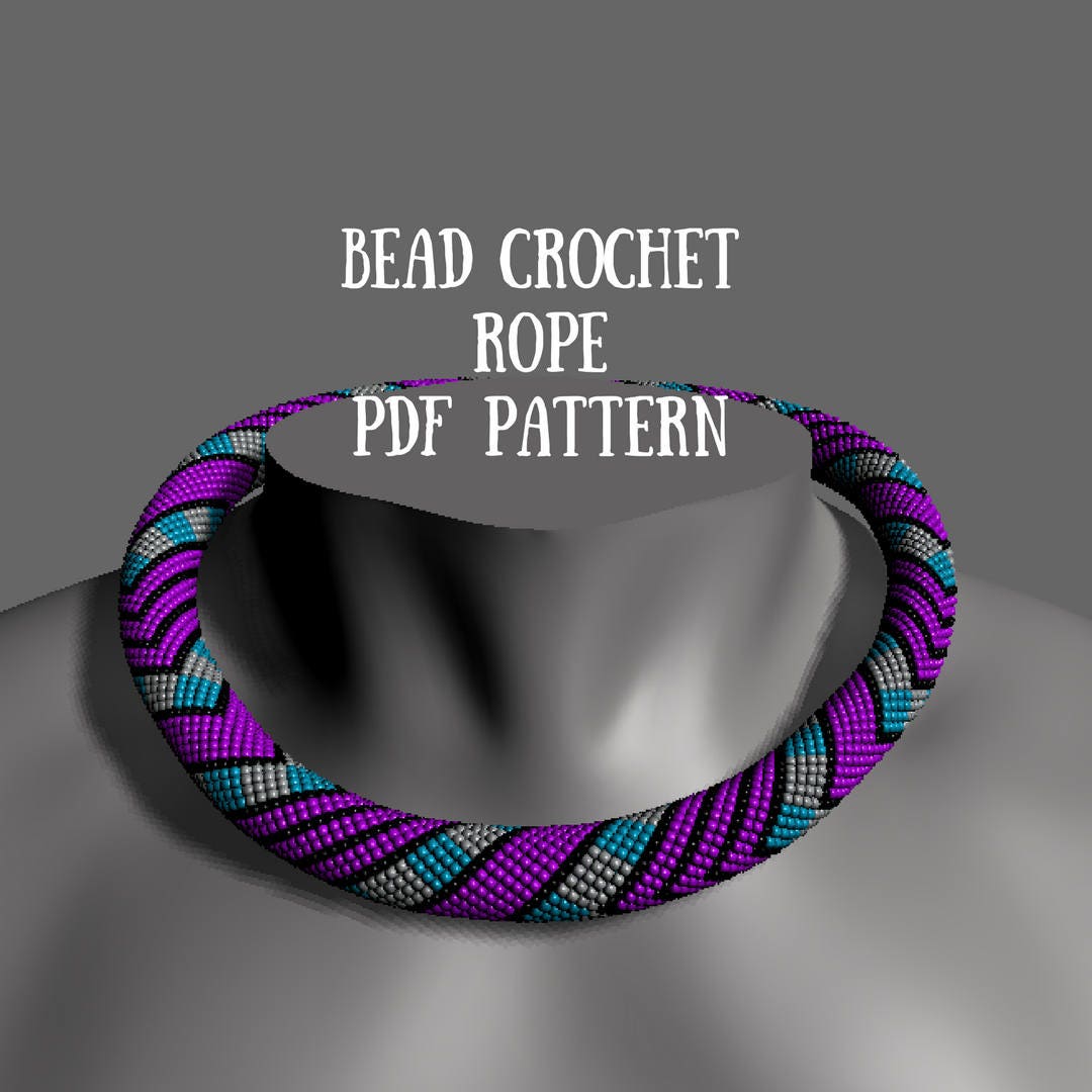 Bead Crochet rope pattern for necklace PDF Pattern for beaded Etsy