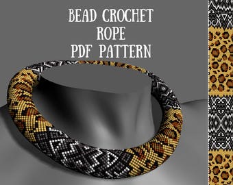 Bead crochet rope pattern Beading patterns Bead crochet pattern Leopard beaded necklace patterns Beaded jewelry patterns for seed beads PDF