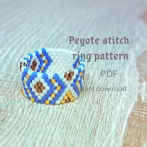 Peyote stitch ring pattern, pattern bead ring, peyote pattern ring pdf (even count)