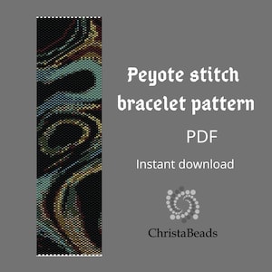 Peyote stitch pattern Abstraction28, Peyoted beaded bracelet pattern, PDF peyote pattern