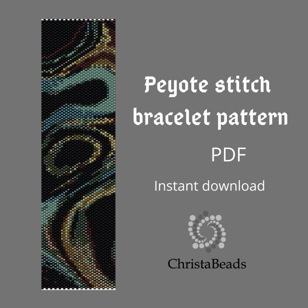 Peyote stitch pattern Abstraction27, Peyoted beaded bracelet pattern, PDF peyote pattern
