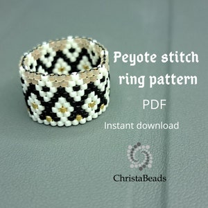 Peyote ring pattern, Even count peyote stitch ring pattern, Miyuki Delica Chart