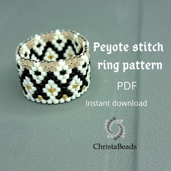 Peyote ring pattern, Even count peyote stitch ring pattern, Miyuki Delica Chart