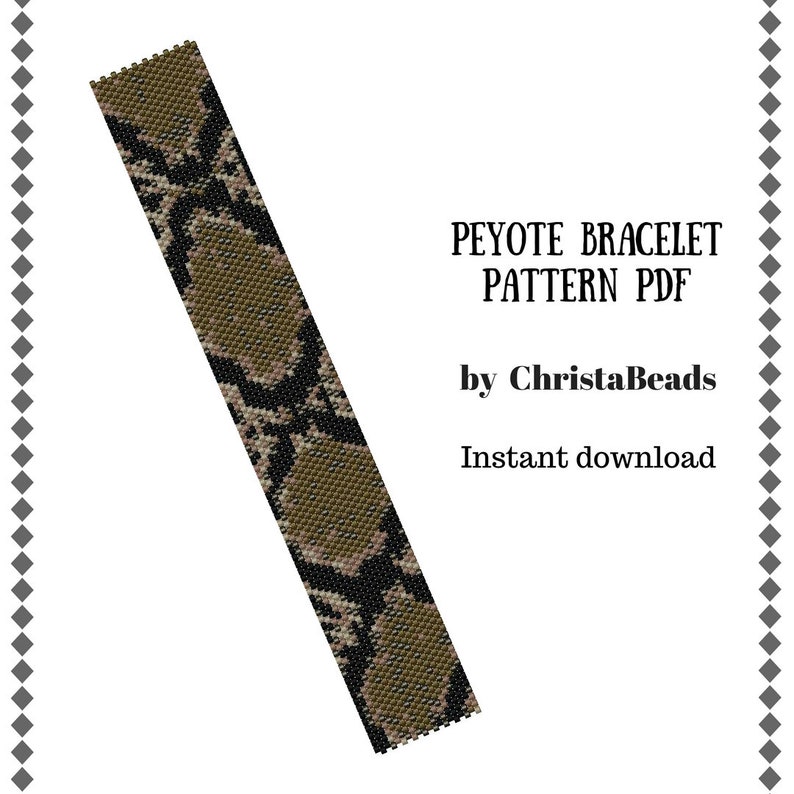 Snake pattern peyote for bracelet, beading patterns, peyote bracelet patterns, peyote bead patterns, peyote stitch patterns, miyuki pattern image 3