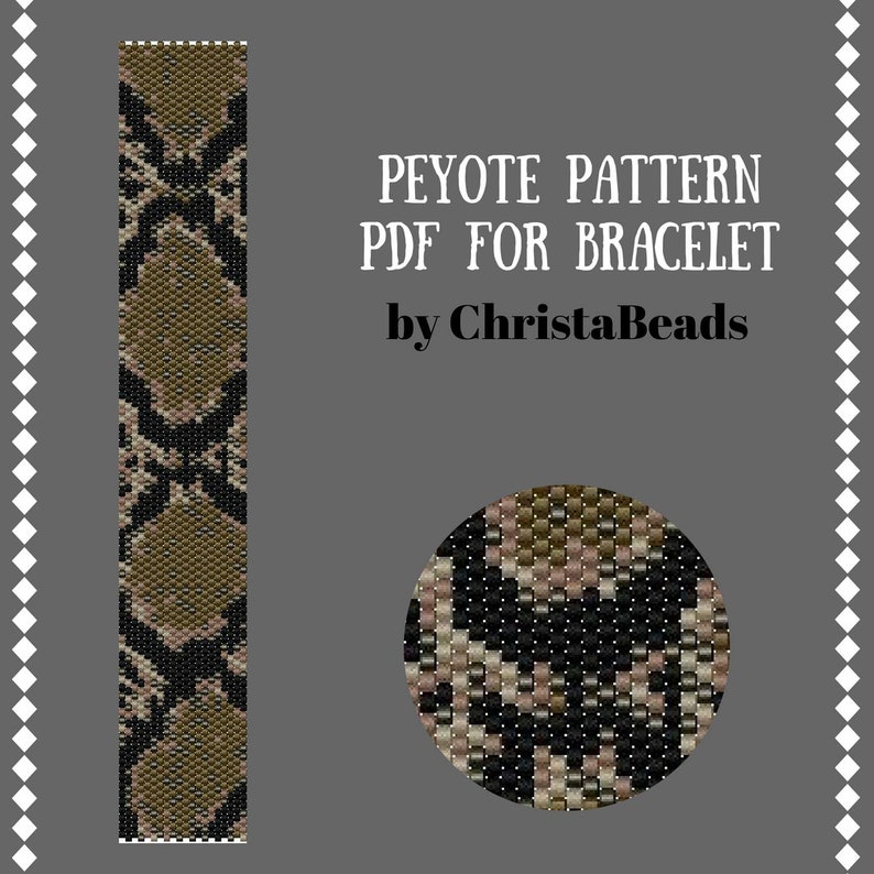 Snake pattern peyote for bracelet, beading patterns, peyote bracelet patterns, peyote bead patterns, peyote stitch patterns, miyuki pattern image 1