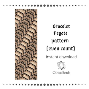 Peyote bracelet pattern even count Beading peyote cuff - Instant download