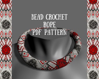 Bead crochet necklace pattern PDF PATTERN Flowers Bead crochet pattern Bead crochet rope pattern Pattern for bracelet DIY Beadwork