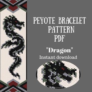 Peyote bracelet pattern, beaded pattern, beaded bracelet, peyote embroidery, dragon pattern, embroidery patterns, beaded bracelet, diy