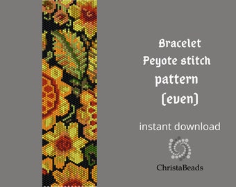 Pattern Bracelet with a pattern “Peyote Flowers” Patterns for bracelets Peyote Patterns from beads, Peyote Patterns