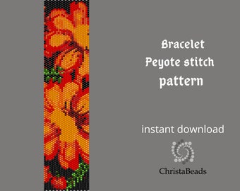 peyote pattern bracelet Bead pattern for Delica Beads #Flowers18