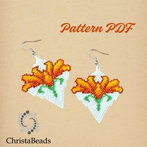 Autumn Earrings Brick Stitch: Beaded Marigold Earrings Pattern PDF