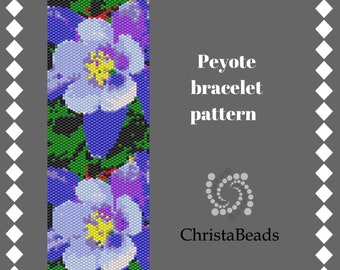 Peyote Bracelet Pattern States Flowers Beading PATTERN Peyote Stitch Bracelet Beadwork Pattern Miyuki Delica patterns seed bead bracelet