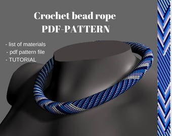 Necklace pattern Jewelry tutorial Bead crochet rope Seed bead pattern Beading gradient pattern Beadwork  tutorial PDF Diy gift Beaded rope