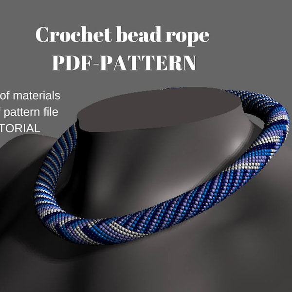 Necklace pattern Jewelry tutorial Bead crochet rope Seed bead pattern Beading gradient pattern Beadwork  tutorial PDF Diy gift Beaded rope