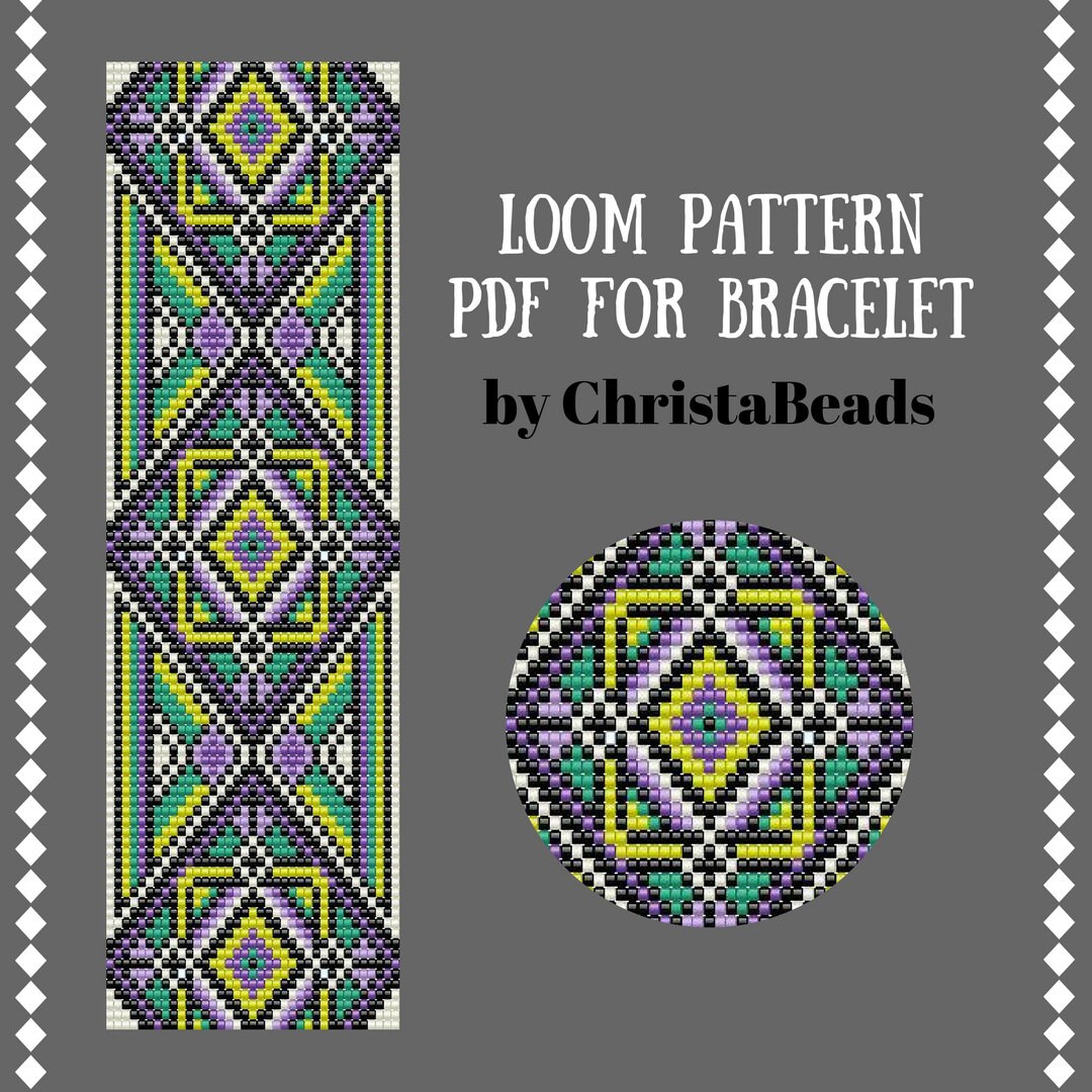 Loom Beading Pattern PDF Instant Download Bracelet Pattern Loom Bead Loom Pattern Miyuki Delica Cuff Pattern Square Stitch Loom Stitch - Etsy