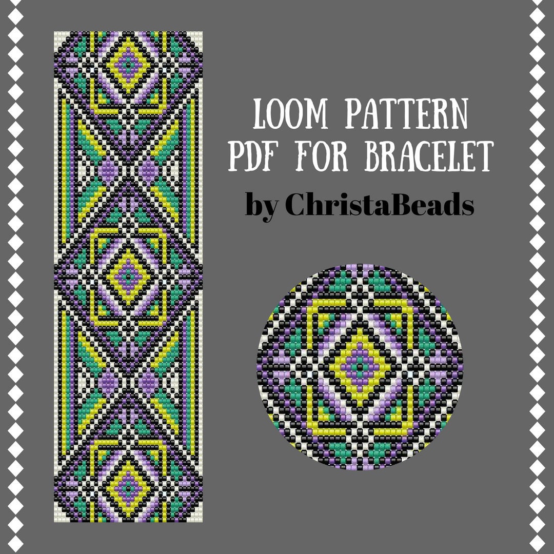 PDF Bead Loom Bracelet Pattern Drops / Beading grid - Petit Bout de Chou